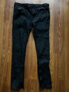 MNML BLACK WAXED DENIM Skinny Jeans with Ankle Zips